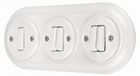SET PR1 Interrupteur encastré, porcelaine, design rétro, double interrupteur, triple, tout-en-un, blanc