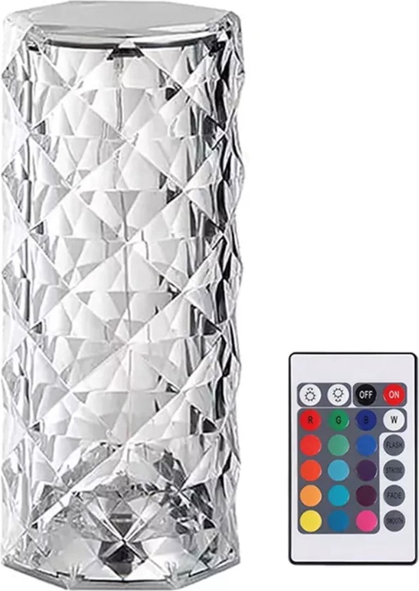 casamix Crystal lamp- tafellamp - 16 Kleuren - Nachtlampje - Touch Lamp Projector - Led sfeerverlichting - Kamer Licht - Decor - Kerst - Kamer - Decoratie - Kristal - Romantisch