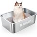 Nisrada Shenzhen Haorui Industrial Technology Co., Ltd. Kattenbak van RVS, Medium, Zilver