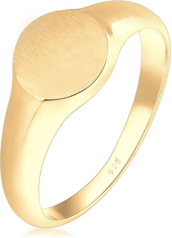 Elli Ring zegelring royal mat geo basic trend 925 zilver verguld