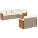 vidaXL Loungeset met kussens, polyrattan, beige