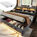 Gutent Tweepersoonsbed 140x200 cm Grijs Linnen Inclusief Matras en Opbergruimte