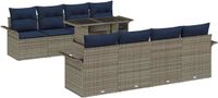 vidaXL Tuinbank set 8 st grijs polyrotan