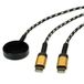 ROLINE USB-split-oplaadkabel, tot 60 W + oplaadpad (tot 15 W), voor Apple-apparaten, type C - C, zwart / goud, 1,2 m