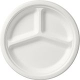 Duni Wegwerp fondue/gourmet borden - 50x - 3-vaks - wit - D26 cm