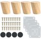Omgoods - 4 Stuks Pieds de meuble en bois de remplacement 6 cm pour meubles