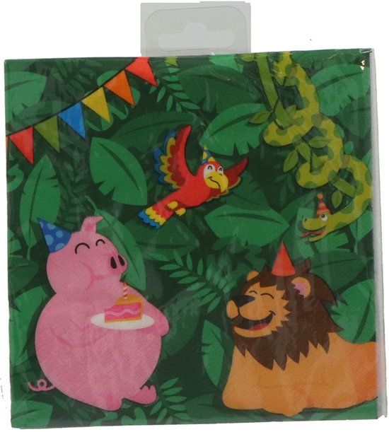 Merkloos Jungle Thema Servetten - 33x33 cm - Papieren - Groen