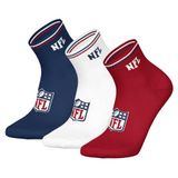 NFL Lot de 3 paires de chaussettes unisexes avec logo Shield, bleu foncé/blanc/rouge, 39-42 EU