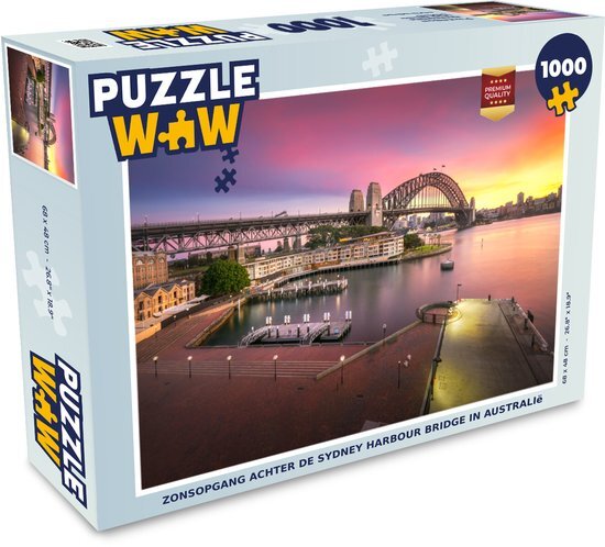 MuchoWow Puzzel Zonsopgang achter de Sydney Harbour Bridge in Australië - Legpuzzel - Puzzel 1000 stukjes volwassenen