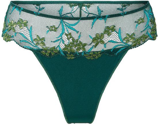 LingaDore String Vrouwen Gebloemd Pine Green Maat L