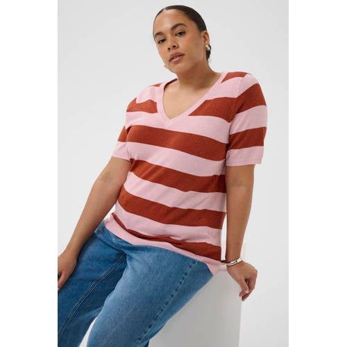 Kaffe Curve Kaffe Kaffe Curve gestreepte top met glitter lichtroze