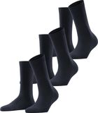 FALKE Family 3-Pack eenkleurig katoen multipack sokken dames blauw - maat 35-38
