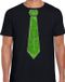 Bellatio Decorations Verkleed shirt heren - stropdas glitter groen - zwart - carnaval - foute party L