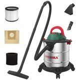 HYCHIKA Nat-/droogzuiger, 1200 W, industriële stofzuiger, 20 liter, roestvrijstalen reservoir, nat- en droogzuiger, bubbels, met HEPA-filter en accessoires, ideaal voor industrie en huishouden, 2 jaar
