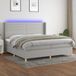 Maison Exclusive - Lit boxspring avec matelas et éclairage LED, gris, 200x200 cm, textile
