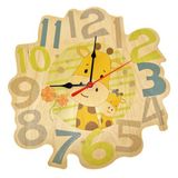 Hess Holzspielzeug 30015 - Houten wandklok, giraffe Emil, kinderklok met kwartsuurwerk, diameter ca. 26 cm, handgemaakte decoratie voor baby- & peuterkamer