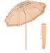 Merkloos Hawaiiaanse Stroparasol, 2,44 m Kantelbare Parasol met PP-stro en 8 Metalen Stokken