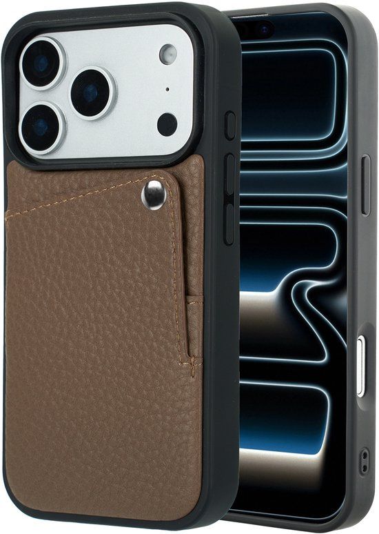 Selencia Hoesje - Geschikt voor Apple iPhone 17 Pro Max - Backcover met Pashouder - Mocha Brown