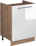 Vicco Wastafelkast Fame-Line, Wit Hoogglans/Goudkleurig Eiken, 60 cm