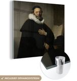 MuchoWow® Glass Painting 50x50 cm - Portrait of Johannes Uyttenbogaert - Rembrandt van Rijn - Acrylic Glass Painting - Square - Multicolor