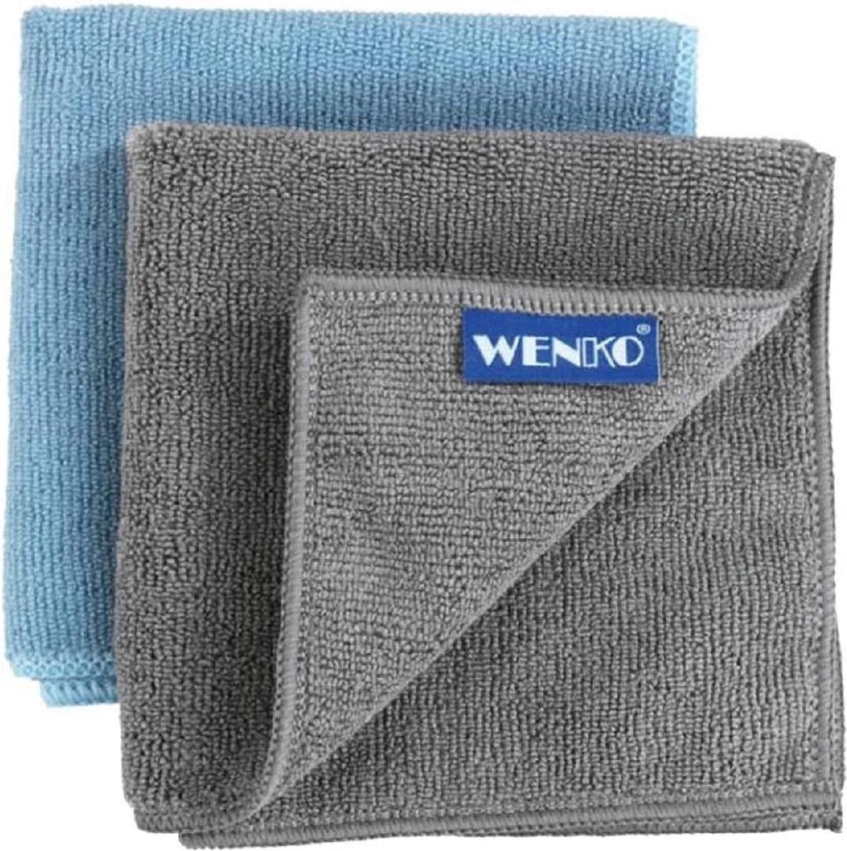 WENKO reinigingsdoeken Miko 30 x 30 cm grijs/blauw 2 stuks