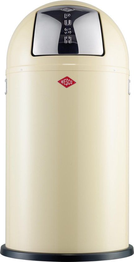WESCO Pushboy Prullenbak - 50 Liter - Amandel - Metalen Vuilnisbak