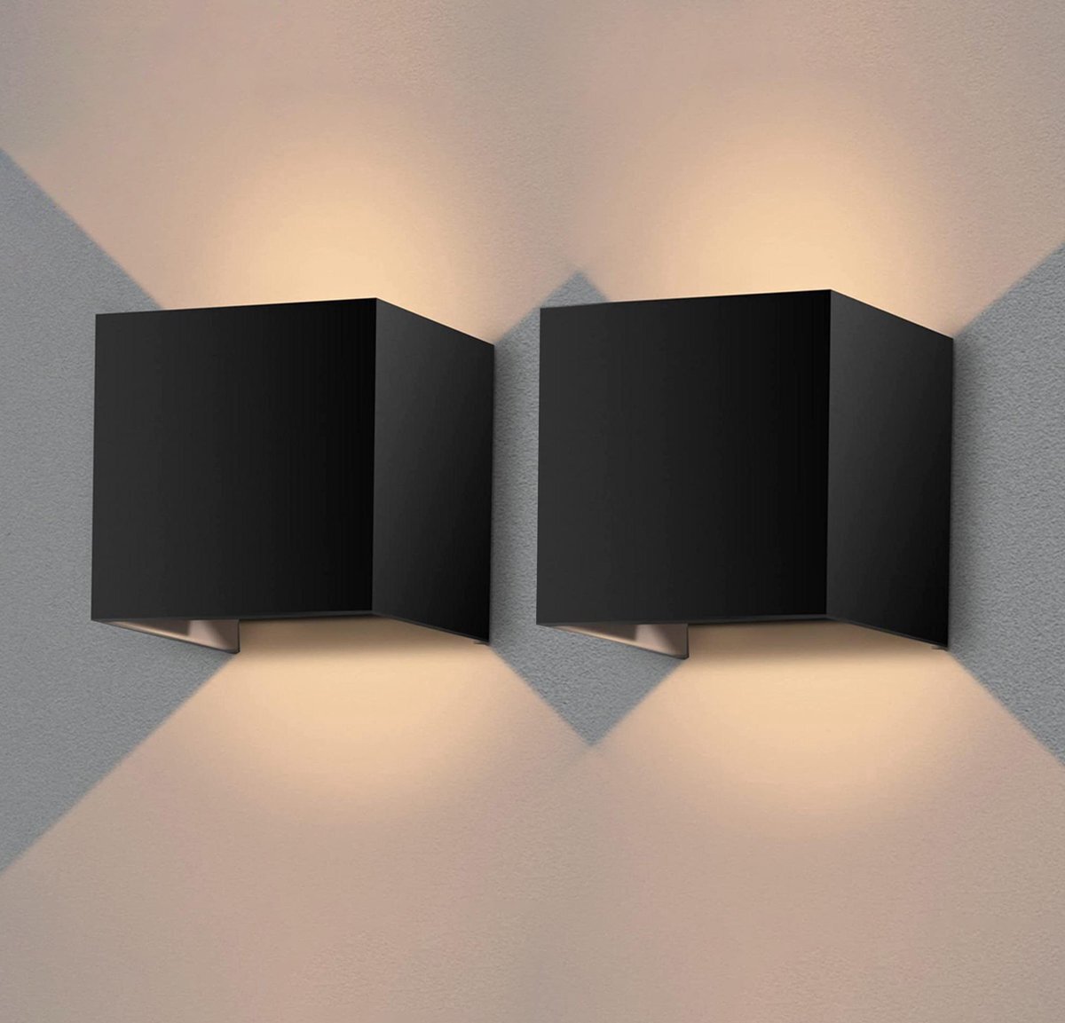 GGGOODS Wandlamp voor binnen en buiten 2 stuks – zwart – industrieel – design - led – 10×10 cm – muurlamp - buitenlamp - 12w