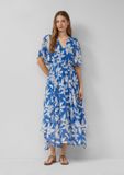 s.Oliver Robe à col en V et manches longues - Bleu océan