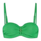 Cyell voorgevormde strapless bandeau bikinitop met lurex groen