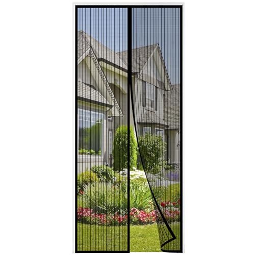 Auxmir Magneet Bordeur, Iinsectenwerende Balkondeur 100x220cm, Magnetisch Gordijn voor Balkondeur Terrasdeur Kelderdeur Schuifdeur en Woonkamer, Eenvoudige Zelfklevende Montage Zonder Boren, Zwart