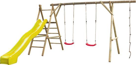 Intergard Houten speeltoestel schommel Nora compleet met glijbaan 450x375x220cm