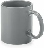 Bellatio Design Koffie mokken/bekers - keramiek - glans - met oor - grijs - 370 ml