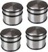Perel Butoir de porte au sol, set de 4 pièces, acier inoxydable, 1,1 kg, sans perçage, anneau en caoutchouc antidérapant anti-rayures, rond argenté, Ø9x7,5cm, butoir de porte autoportant