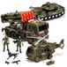 Merkloos Speelgoed militair voertuig tank - Wrijvingsaangedreven - Met sirene en licht - 3-in-1 set