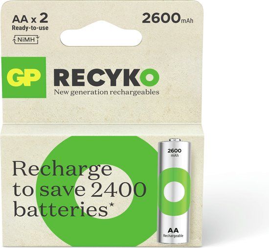 GP 2600 ReCyko oplaadbare AA / HR06 Ni-Mh Batterij (2 stuks)