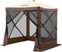 Pavillon pop-up, tente moustiquaire avec quatre côtés, parasol, brun