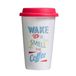 Premier Brands of America Premier Wake Up reisbeker, porselein, siliconen, dubbele wand, 330 ml