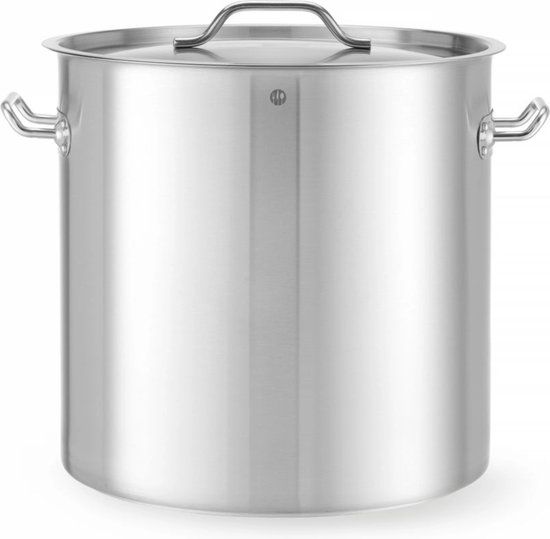 HENDI Grote kookpan met deksel – 50L – inductiegeschikt – koelblijvende handgrepen – matte afwerking