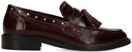 Manfield - Dames - Bordeaux leren loafers met studs en kwastjes - Maat 37
