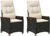 vidaXL Chaise longue de jardin avec coussin - Noir et Crème - 64 x 57,5 x 112 cm