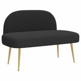 vidaXL - Gevuld - bankje - met - rugleuning - Zwart - 110 - x - 60 - x - 76 - cm - Bouclé