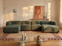 Vente-unique Chaise longue rechts in groene boucléstof DANEPI