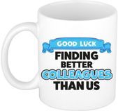 Bellatio Decorations Cadeau koffie/thee mok voor collega - wit - afscheid - keramiek - 300 ml