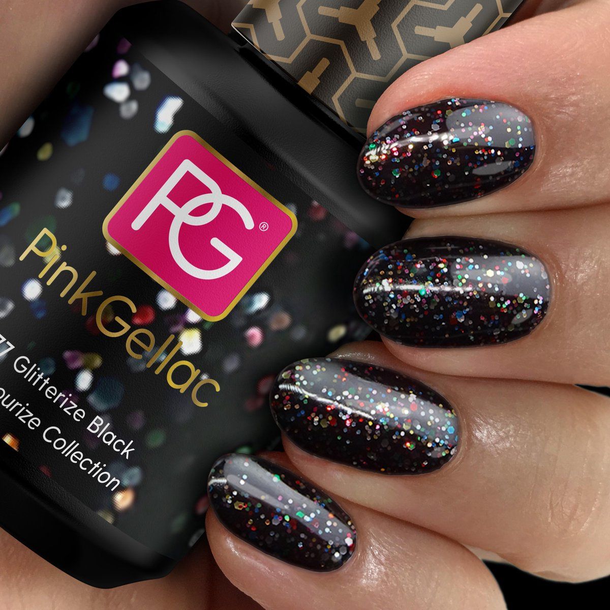 Pink Gellac - Glitterize Black - Gellak - Vegan - 15ml