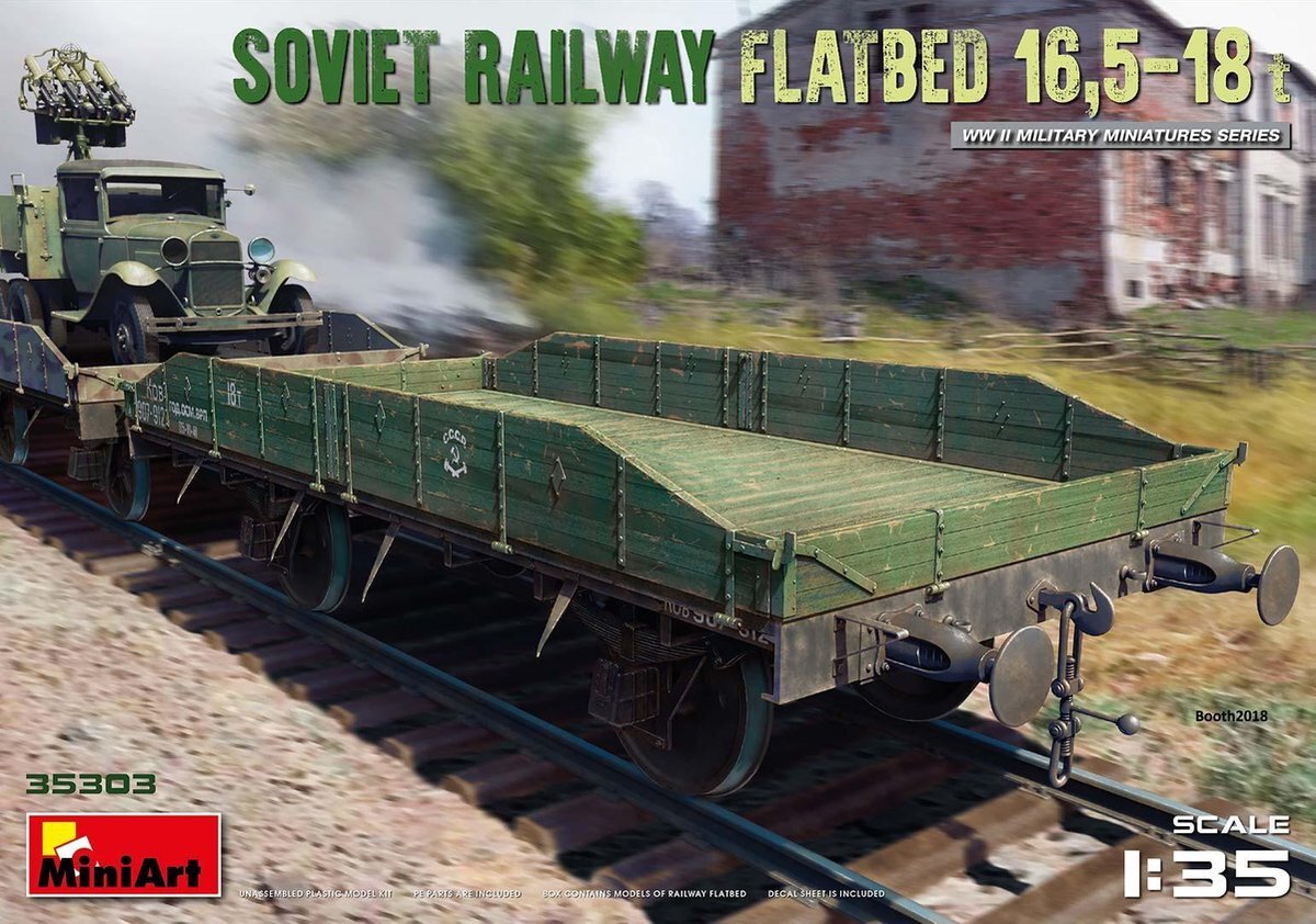 MiniArt 35303 gelegeerd Railway Flatbed 16,5-18 t modelbouwset, grijs