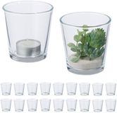 Relaxdays Bougies chauffe-plat - set van 20 - Ø7,5 cm - rond - verre