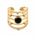 Deja Jewels - Dames ring - Goudkleurig edelstaal - Zwarte Cabochon