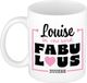Bellatio Decorations Naam mok Louise - wit - Fabulous - keramiek - 300 ml
