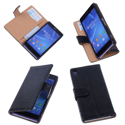 Best Cases Slang Zwart Bookcase Cover Hoesje Sony Xperia Z2 - 8718883030428