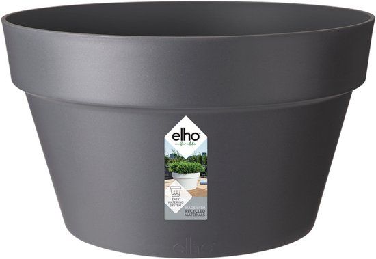 Elho Loft Urban Schaal 35 - Bloempot voor Buiten - Ø 34.5 x H 20.2 cm - Antraciet